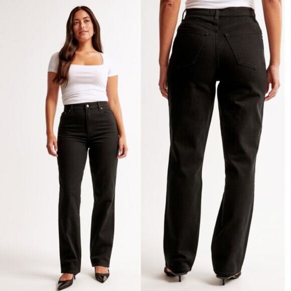 NWT ABERCROMBIE & FITCH The 90's Straight Ultra High Rise Curve Love Jean Sz 25 - Picture 1 of 6